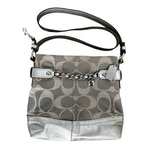 Pre-Loved Coach Signature Shoulder Bag - Silver